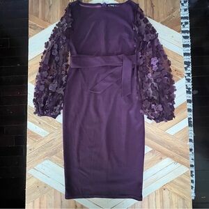 SHEIN Deep Purple Dress with Floral Sleeves
